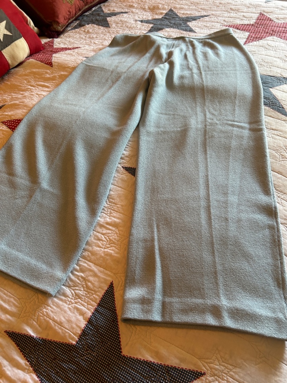 Light Blue Knit Wide-Leg Pants - Picture 3 of 3